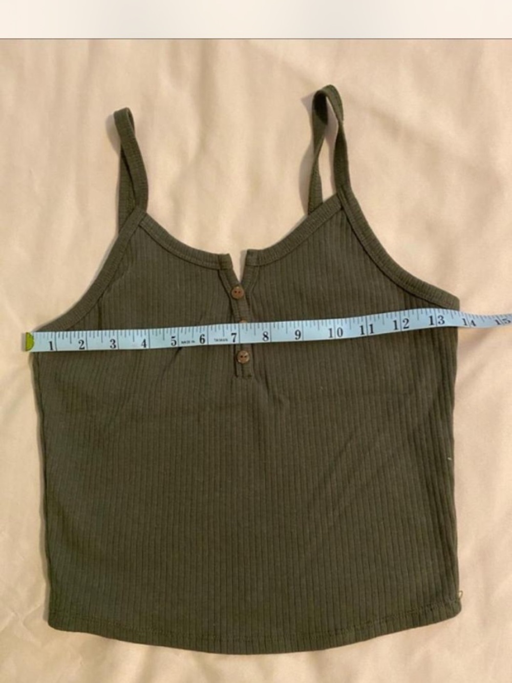 Bozzolo Olive Ribbed Button-Front Cami Sz L